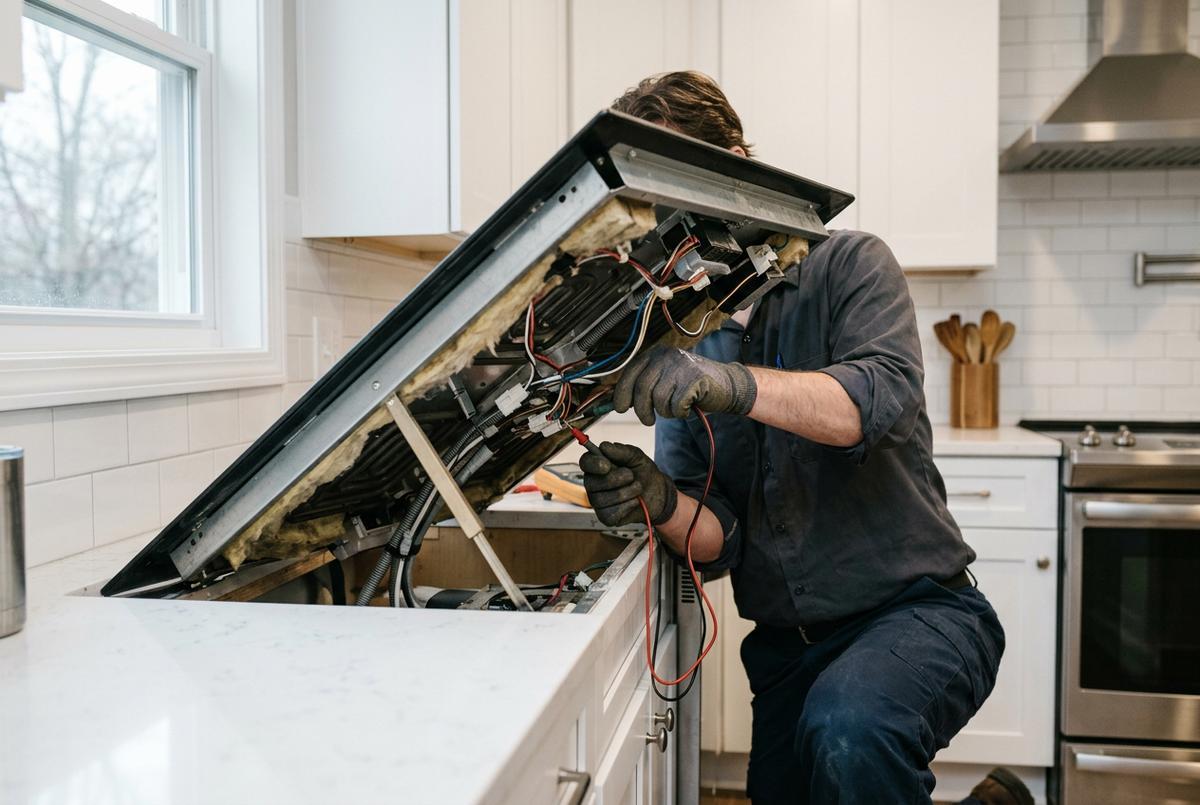 Cooktop Repair technician at work