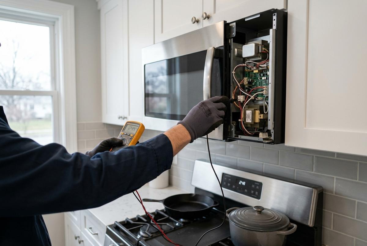 Microwave Repair technician at work