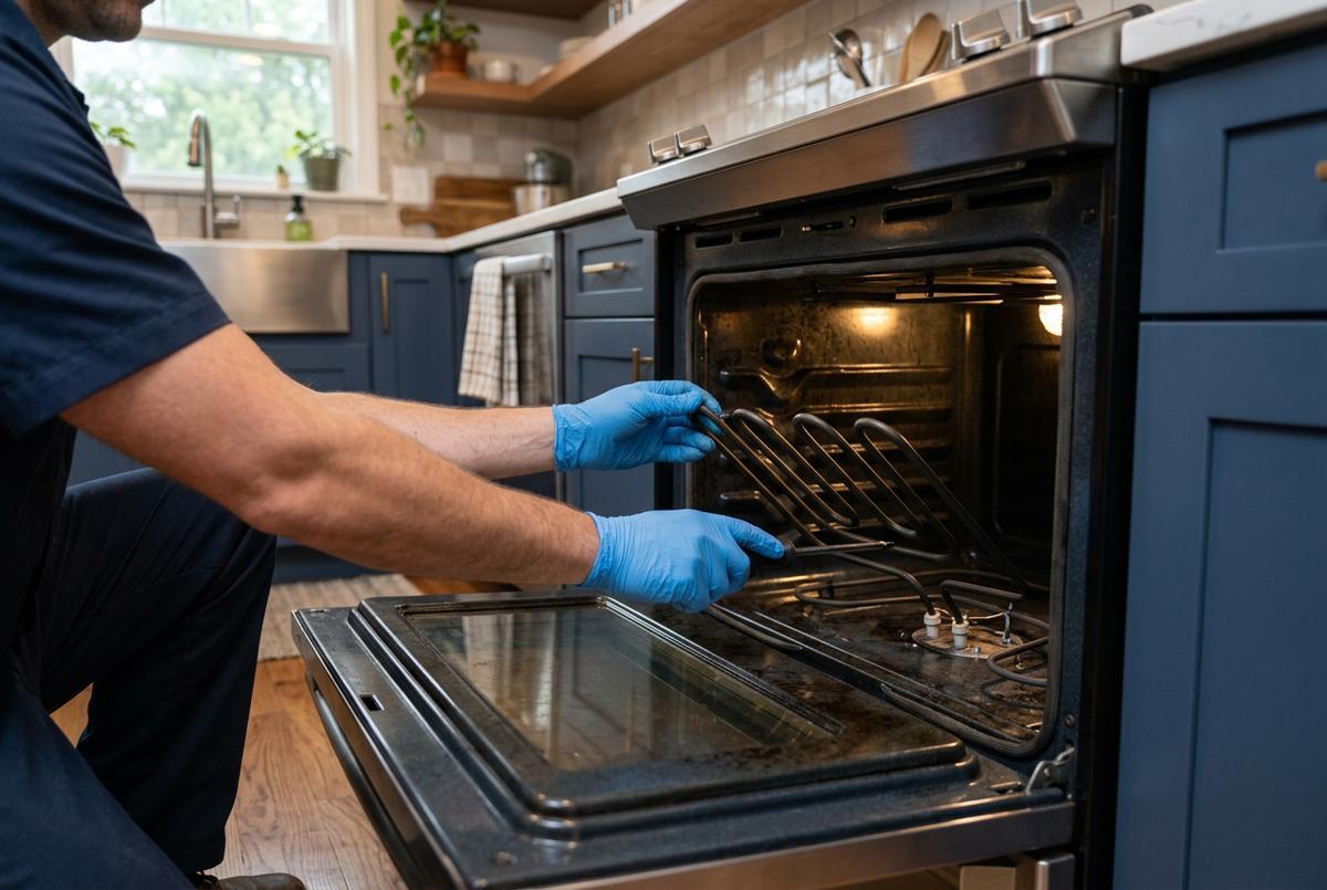 Oven Repair technician at work