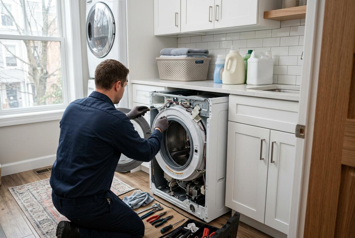 Washer Repair technician at work